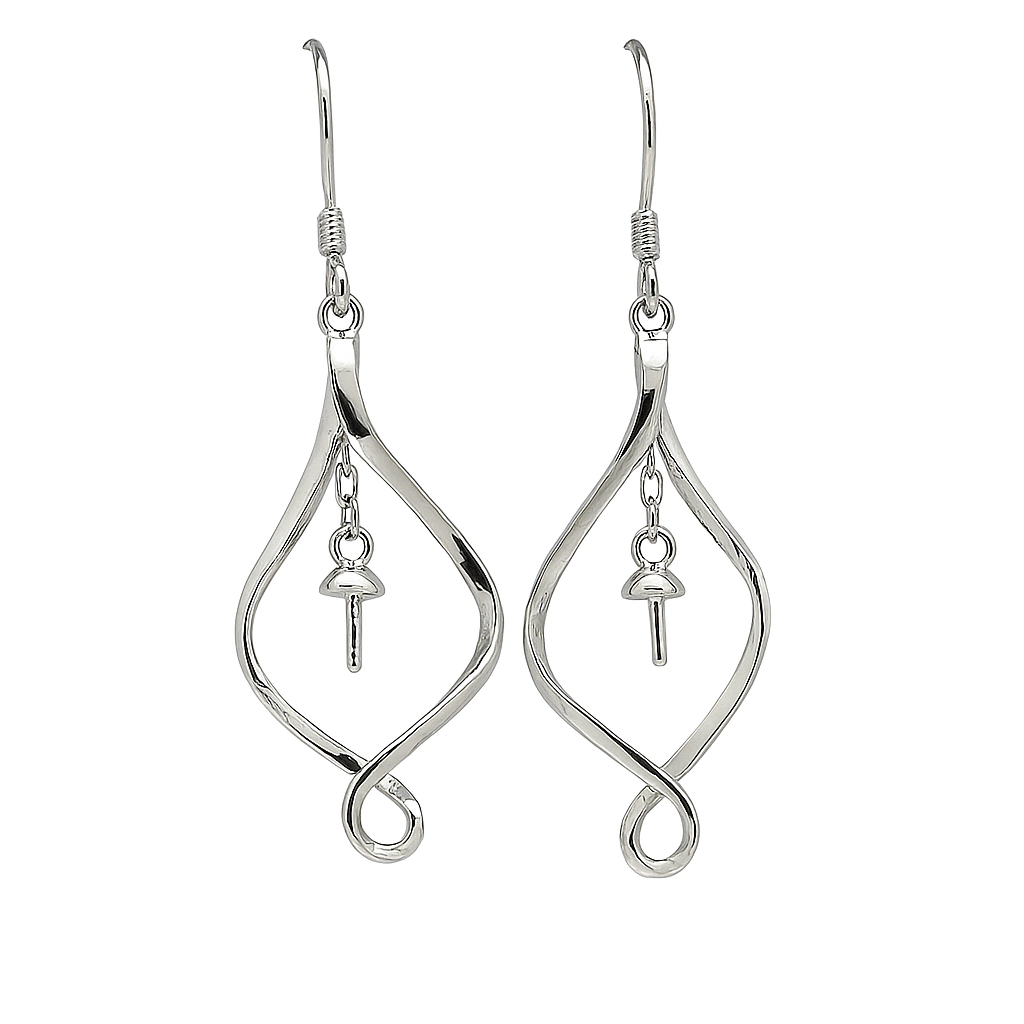 DIY Mount Earrings - 925 Sterling Silver Twist Drop Earrings