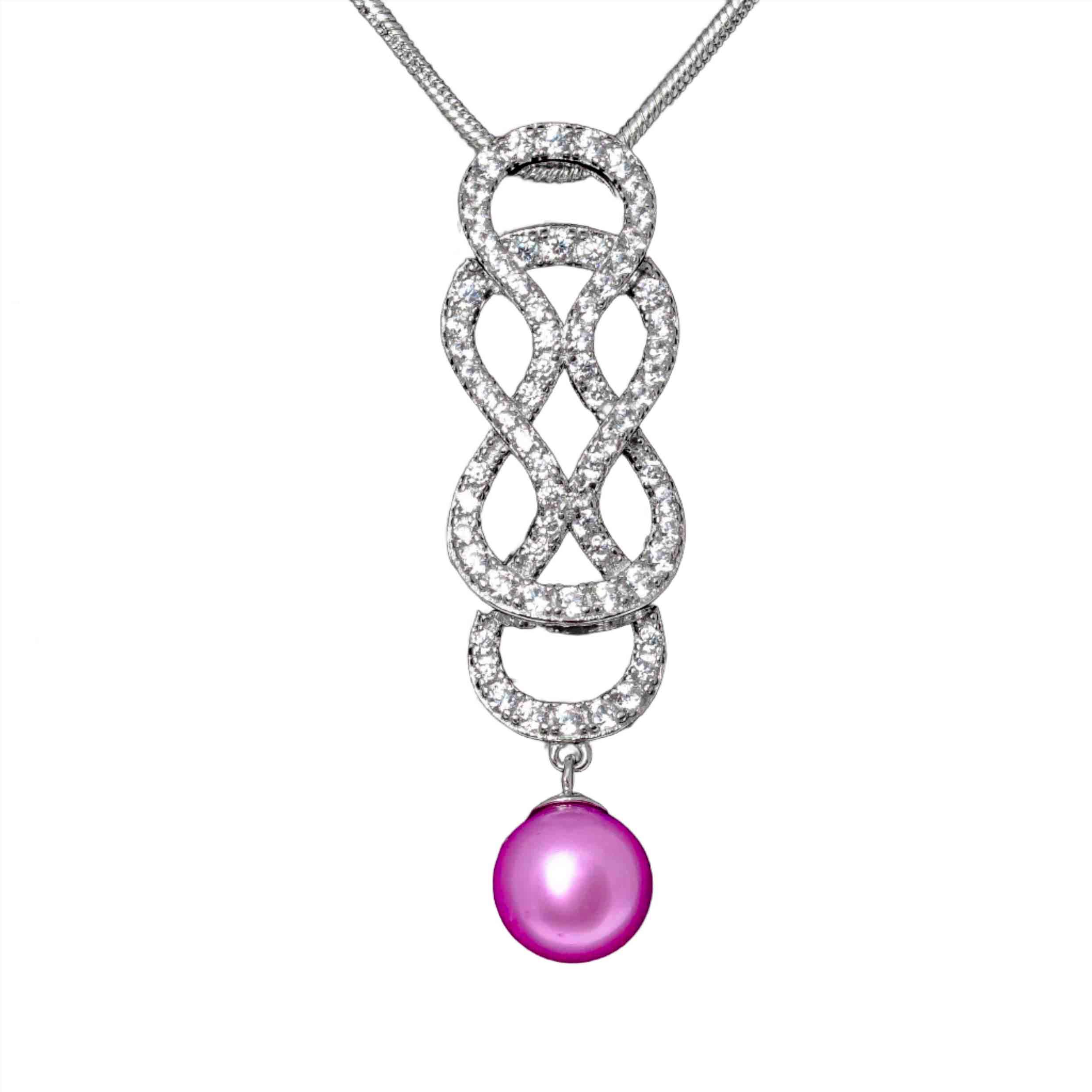 DIY Mount Pendant - 925 Sterling Silver Swirl Rhinestone with 20" Sterling Silver Chain