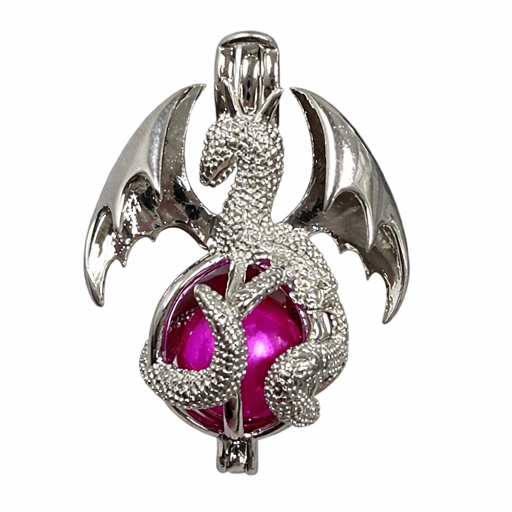 Cage Pendant Silver Plated - Dragon