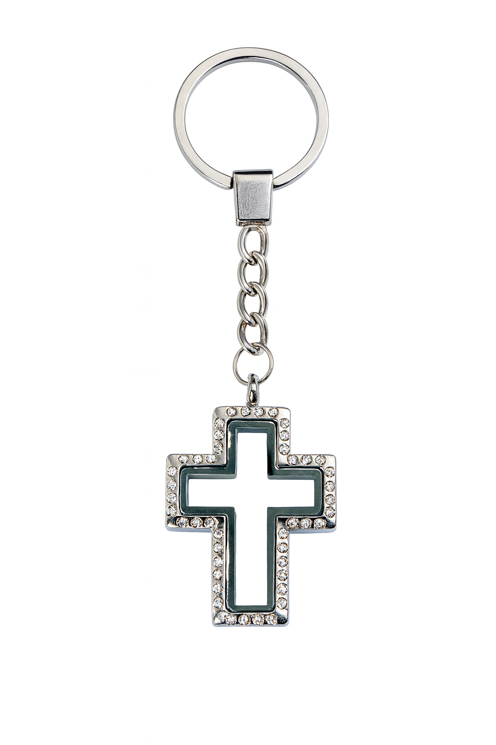 Glass Locket Dangle Magnetic - Cross Rhinestone