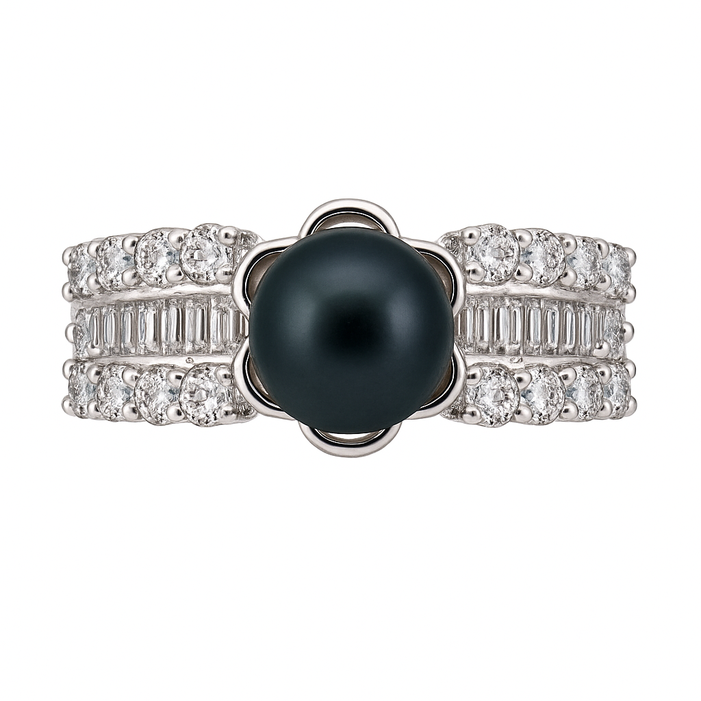 DIY Mount Adjustable Ring - 925 Sterling Silver Luxe Flora Baguette Adjutable ring