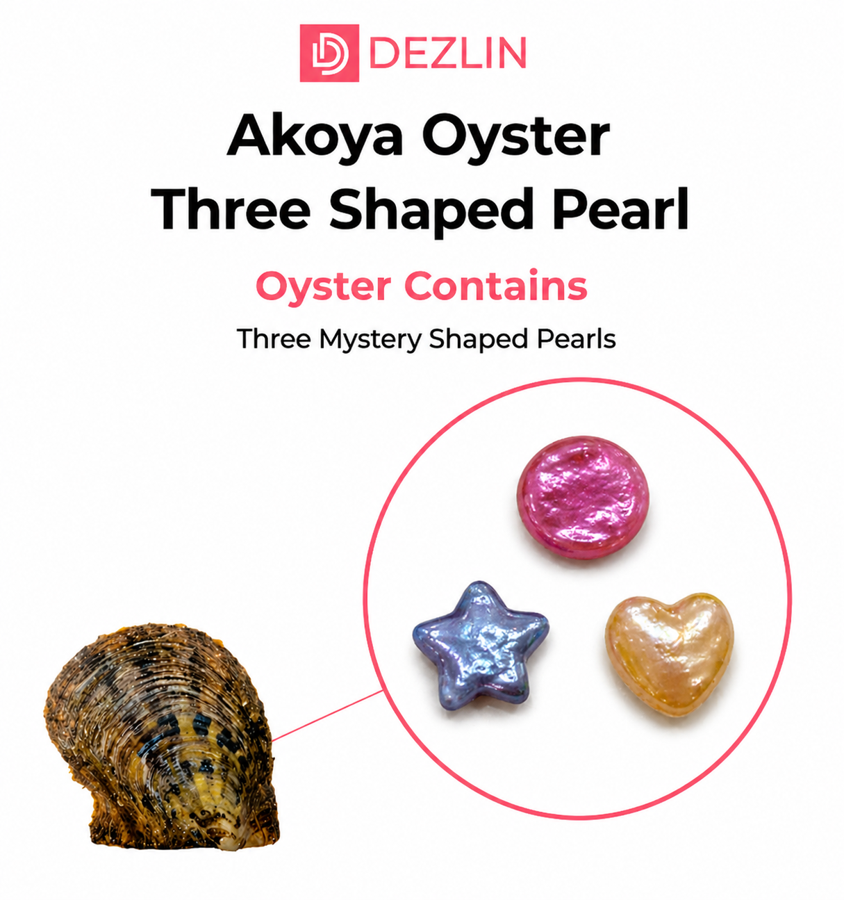 Akoya Oyster - 3 Shaped Freshwater Pearls Akoya Shell Oyster