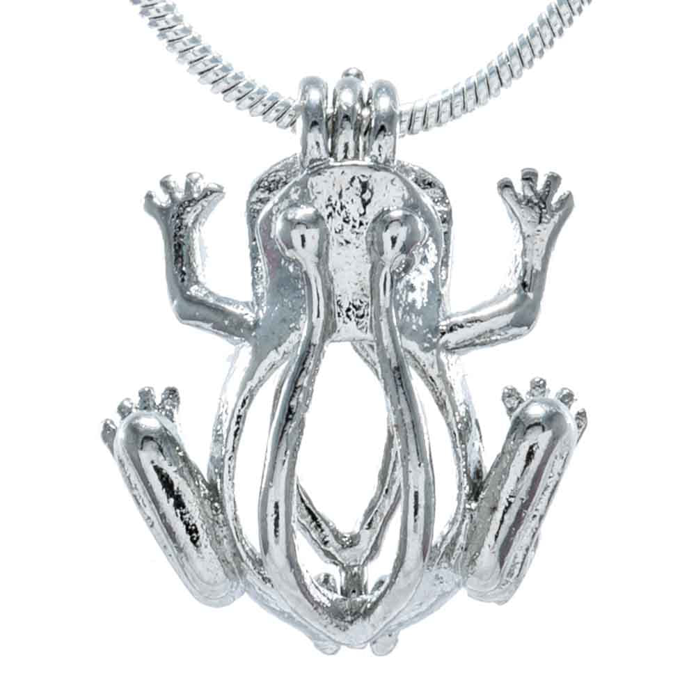 Cage Pendant Silver Plated - Frog