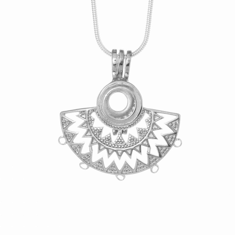 Cage Pendant Silver Plated - Tribal Fan Dreamcatcher Without Leaflets