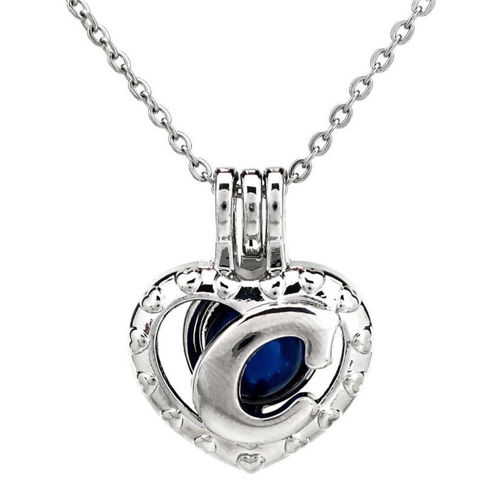 Cage Pendant Silver Plated - Letter C