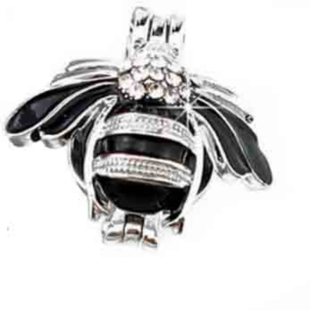 Cage Pendant Silver Plated - Bumble Bee 1" x 3/4