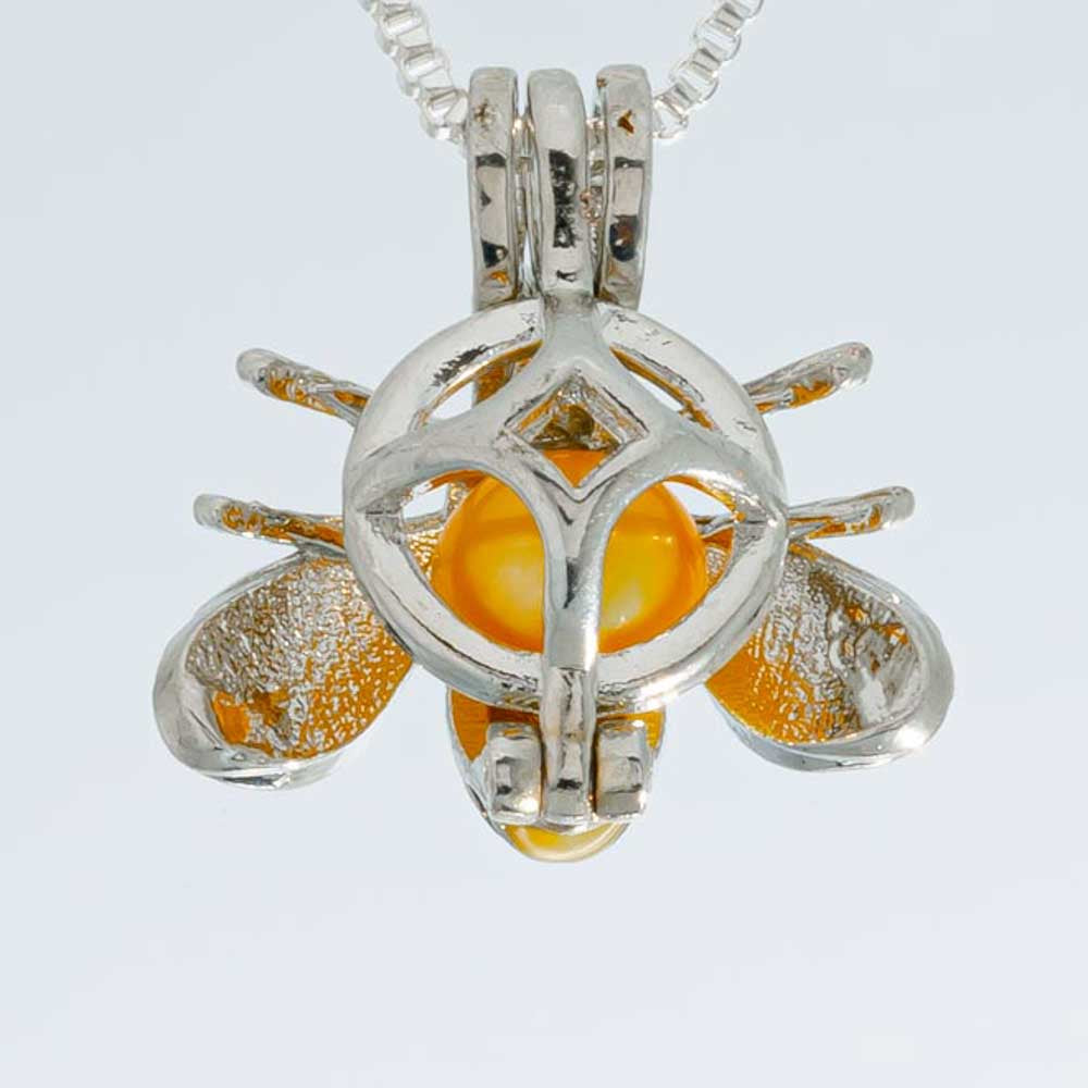 Cage Pendant Silver Plated - Bumble Bee