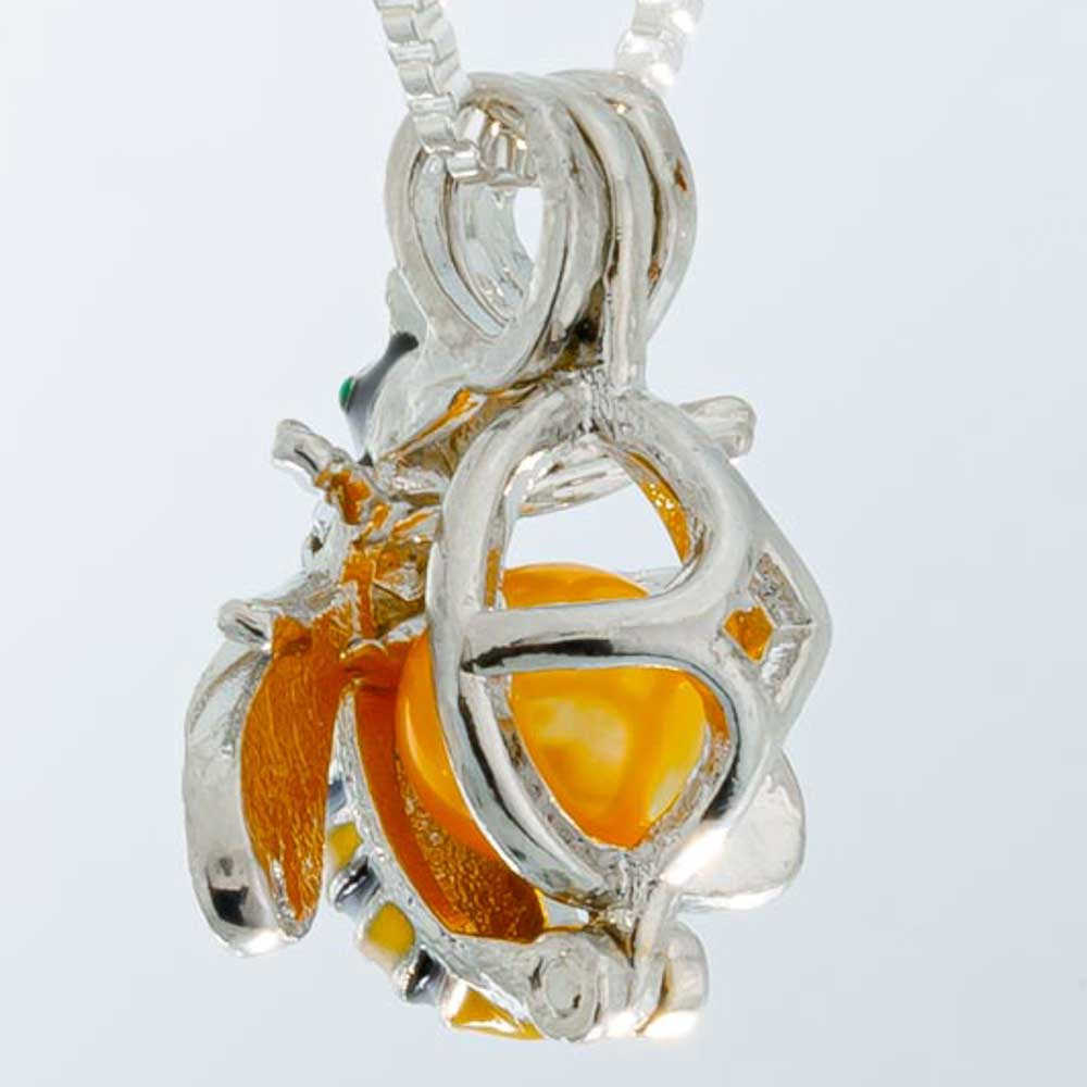 Cage Pendant Silver Plated - Bumble Bee
