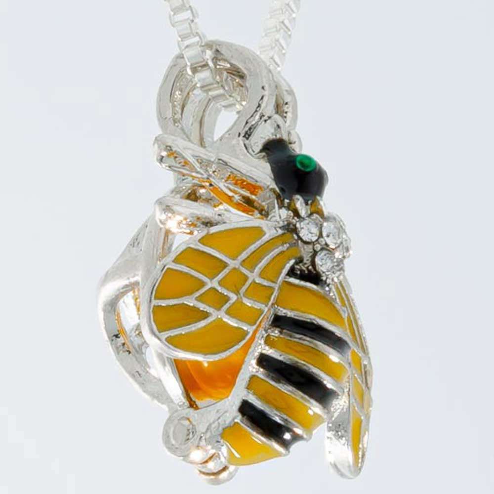Cage Pendant Silver Plated - Bumble Bee