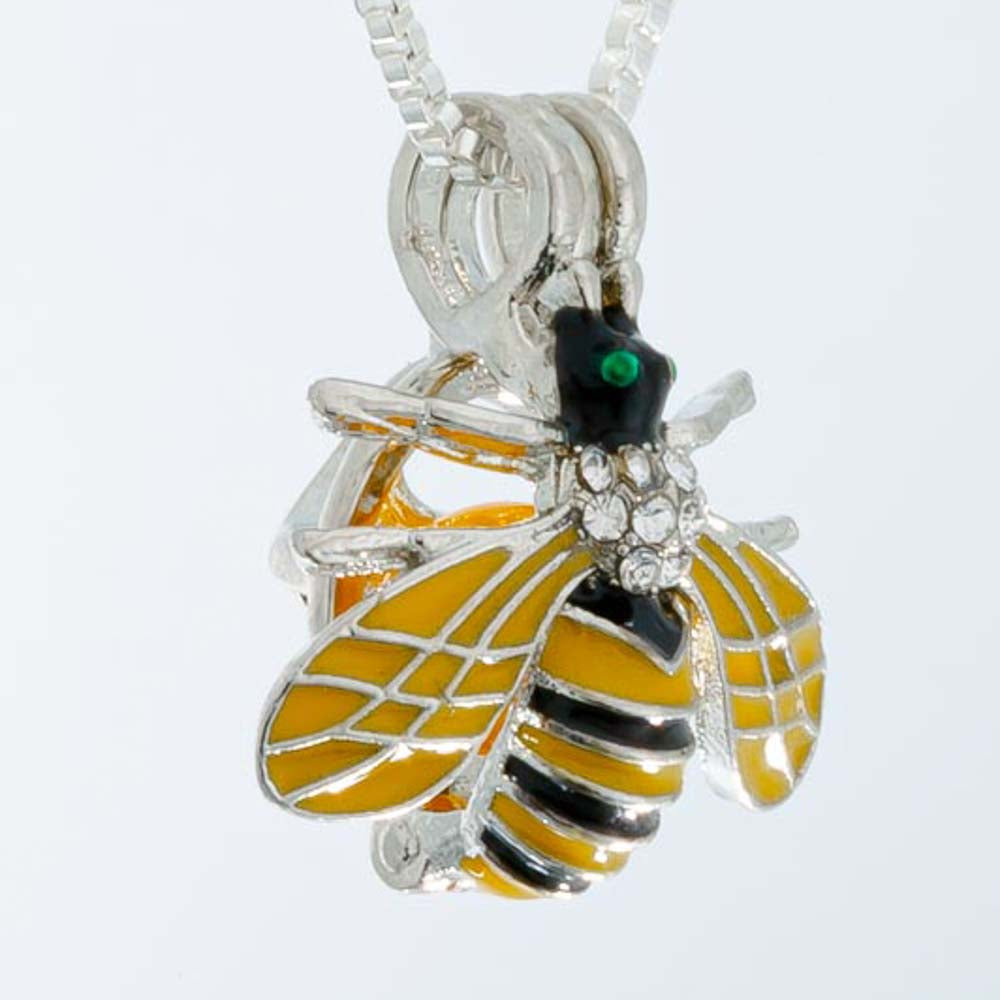 Cage Pendant Silver Plated - Bumble Bee