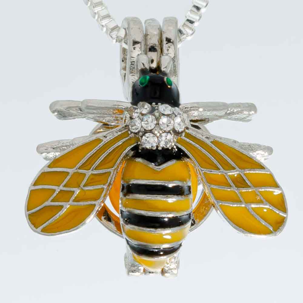 Cage Pendant Silver Plated - Bumble Bee