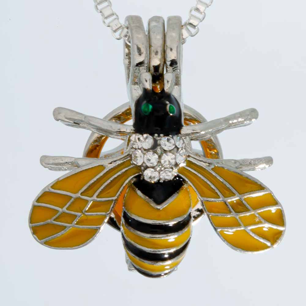 Cage Pendant Silver Plated - Bumble Bee