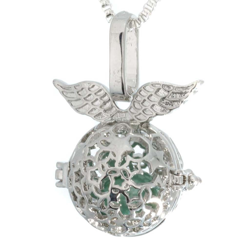 Cage Pendant Silver Plated - Ball Cage Angel Wing Stars