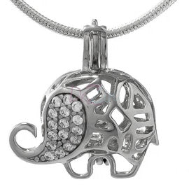 Cage Pendant 925 Sterling Silver - Elephant Rhinestone