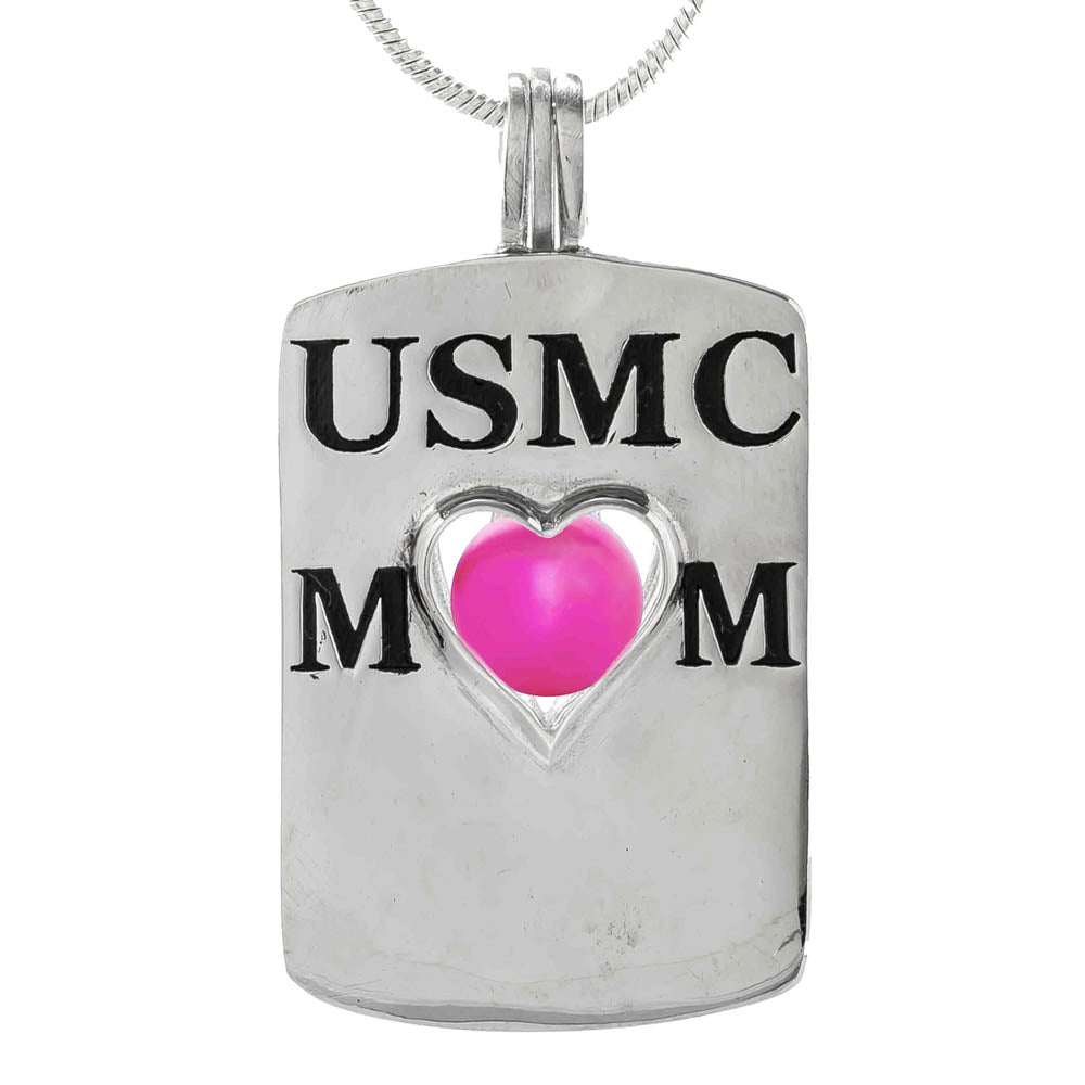 Colgante Jaula .925 Plata Esterlina USMC Mamá Corazón