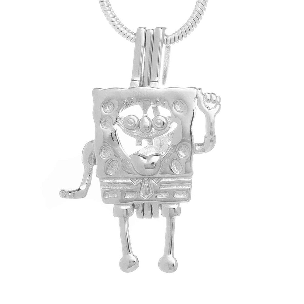 Colgante de Jaula Plata de Ley .925 Bob Esponja Pantalones Cuadrados 1” x 3/4”