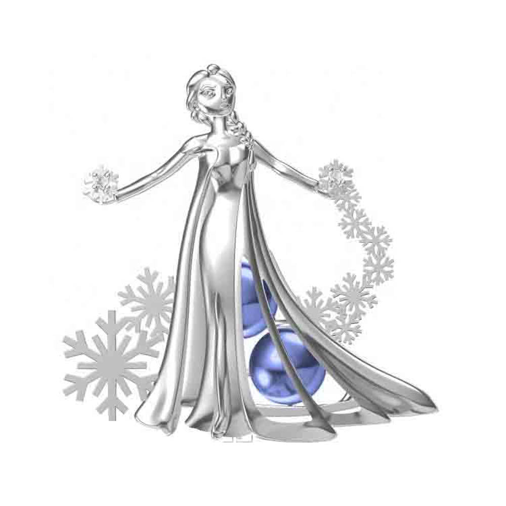 Cage Pendant 925 Sterling Silver - Elsa Queen with Snowflakes
