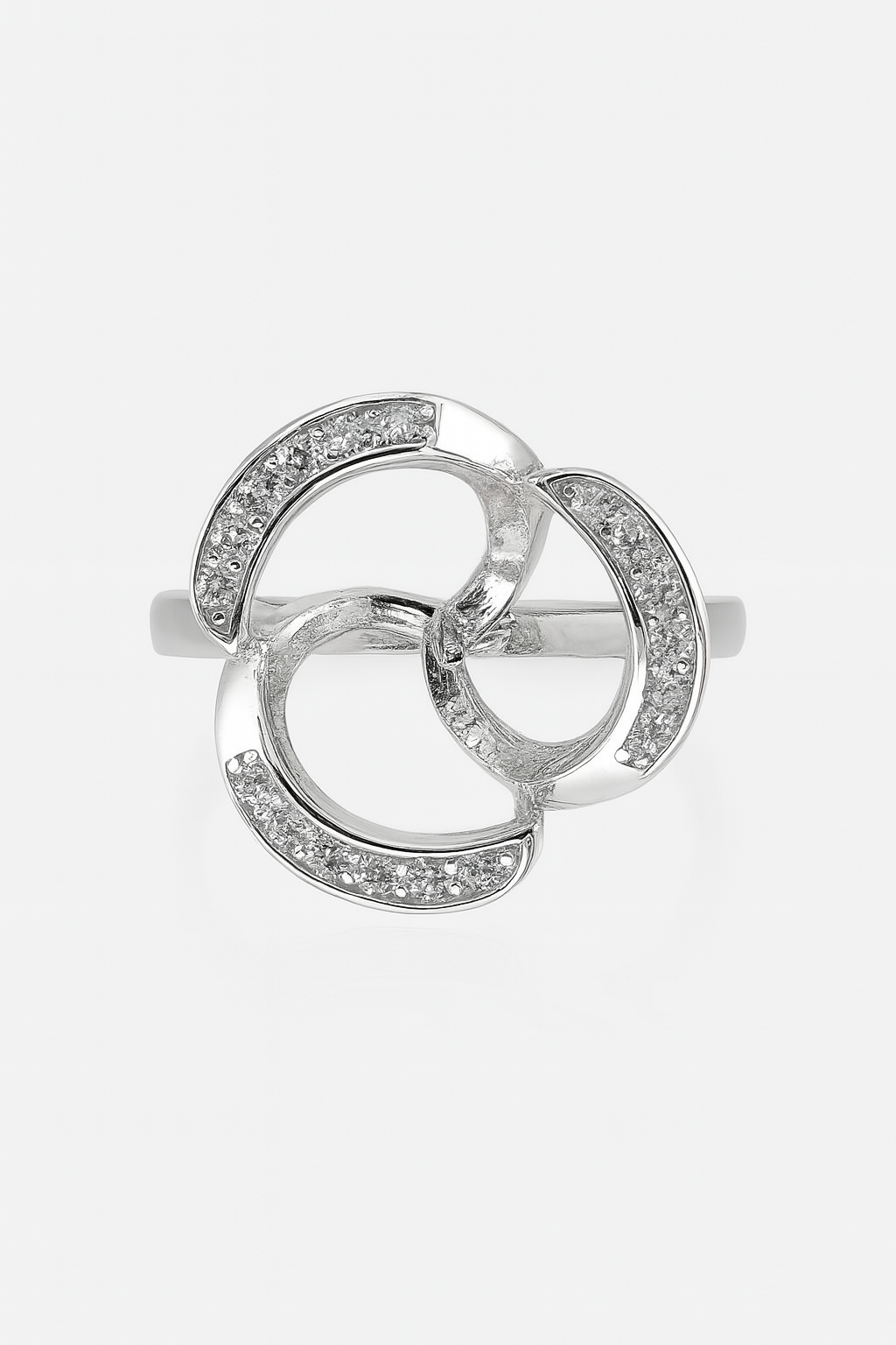 Anillo Ajustable de Montura .925 Corazón de Diamantes de Imitación