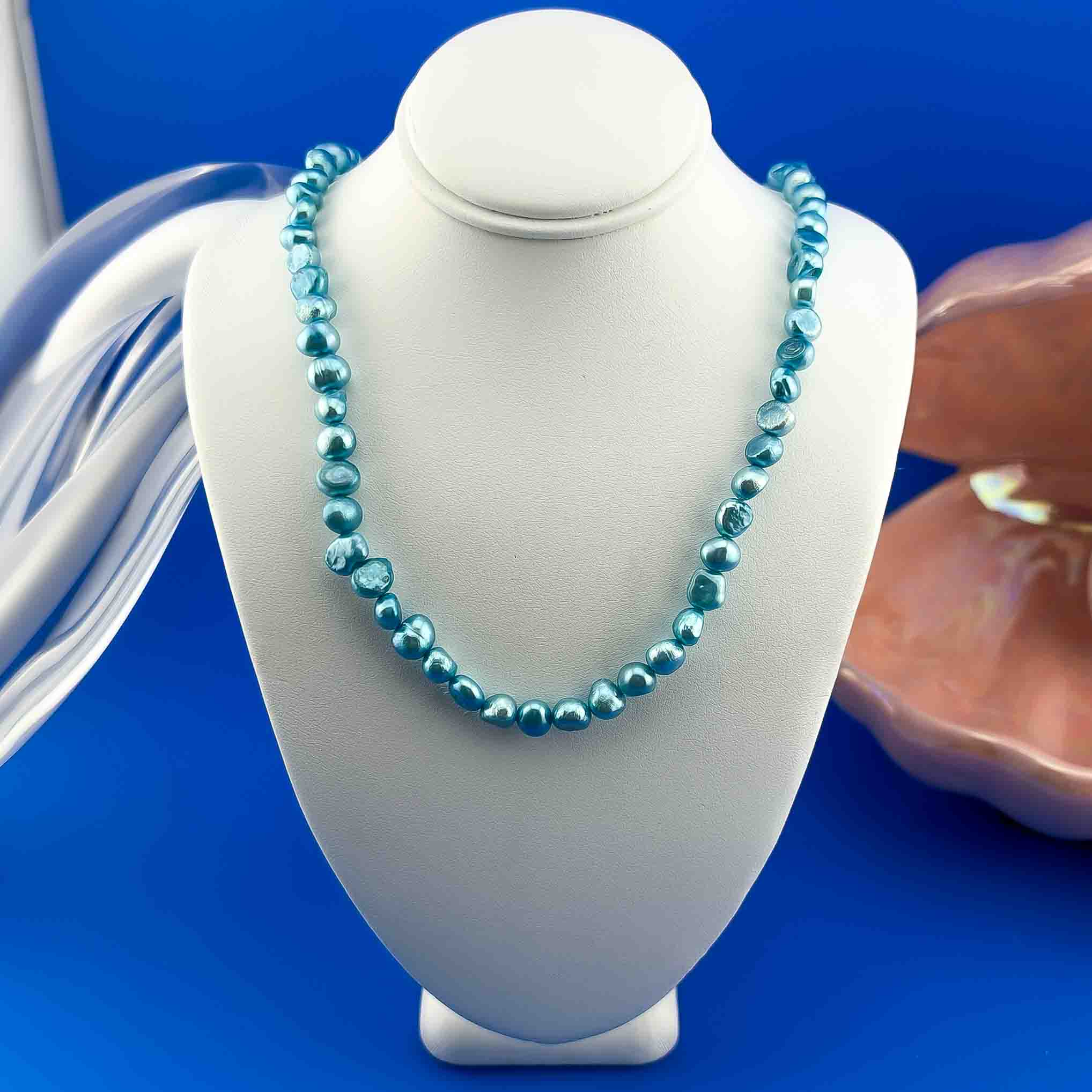 Sirena colorida holográfica 20" collares de plata esterlina con cuentas de diamantes de imitación personalizadas