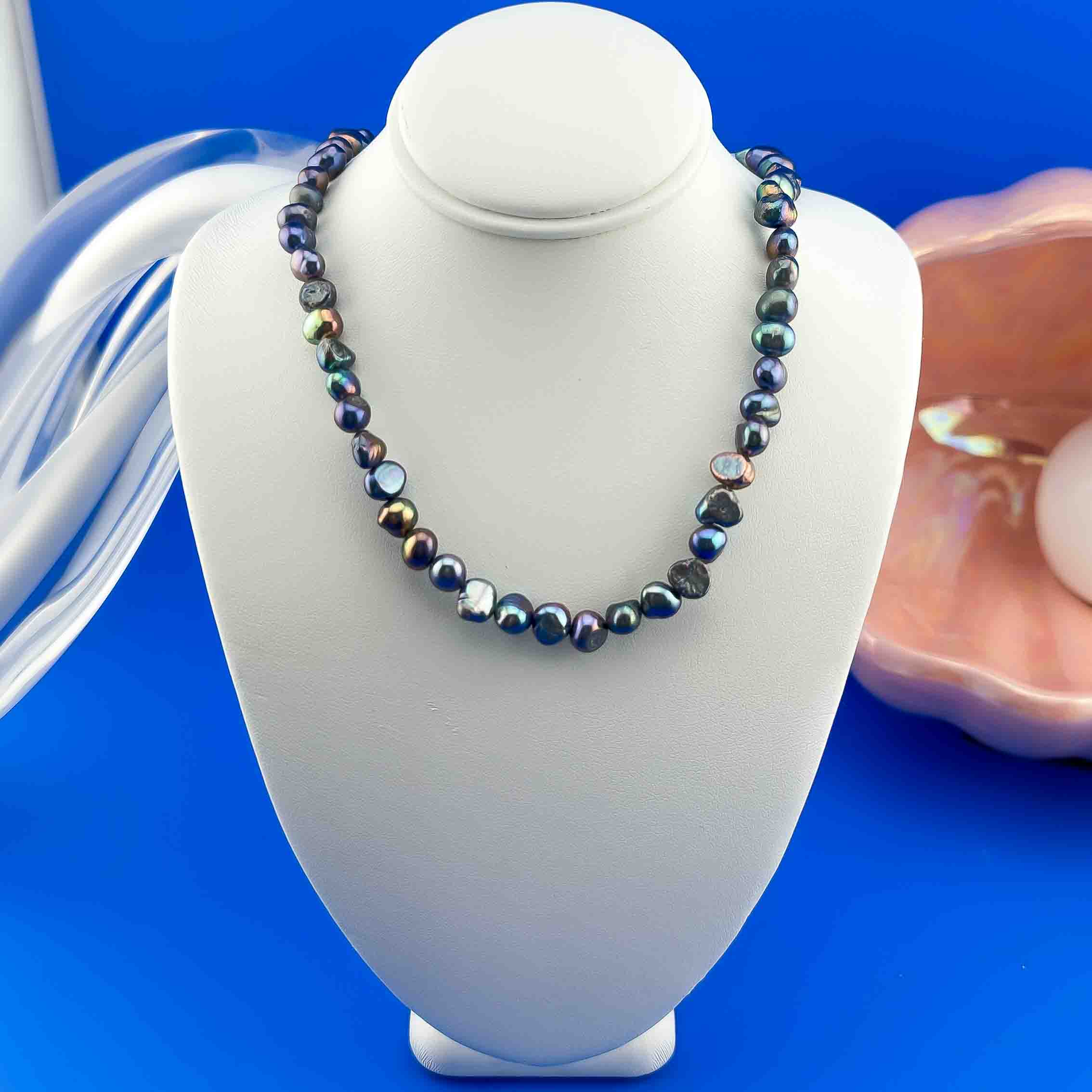 Sirena colorida holográfica 20" collares de plata esterlina con cuentas de diamantes de imitación personalizadas
