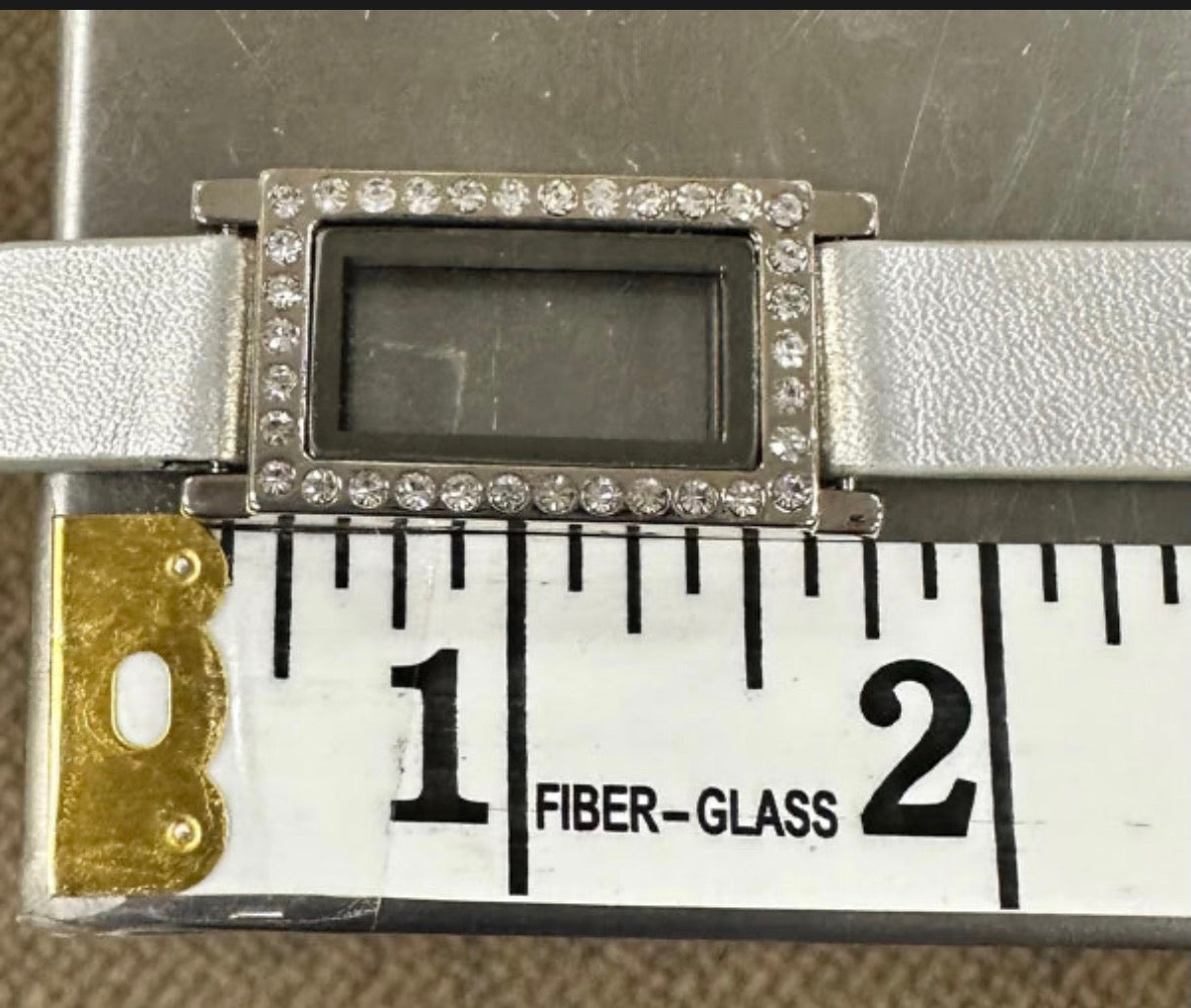 Glass Locket Bracelet Magnetic - Metallic Vegan Leather Rectangle