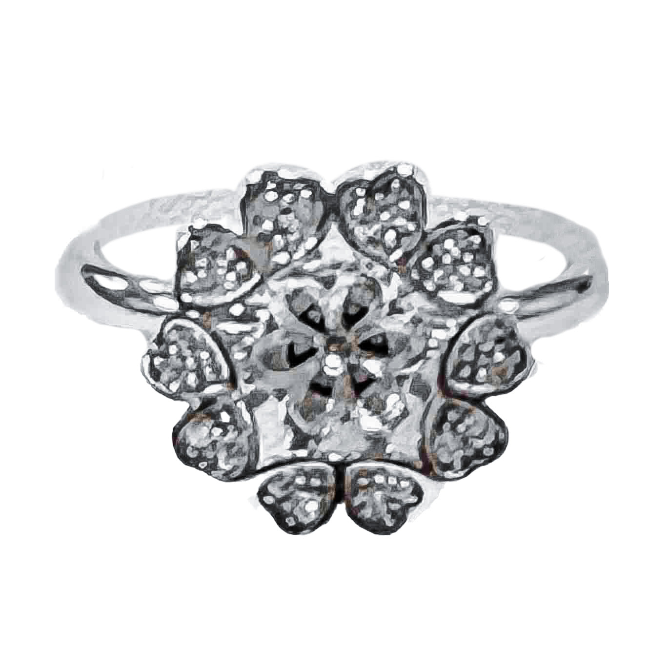Anillo Ajustable de Montura .925 Plata de Ley 2da Edición Perla en Fuego Cristales Circón Grandes