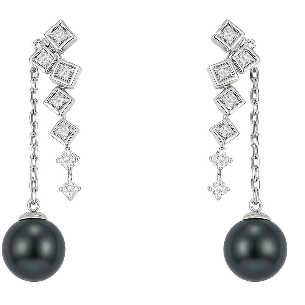 DIY Mount Earrings - 925 Sterling Silver Cascading Rhinestones