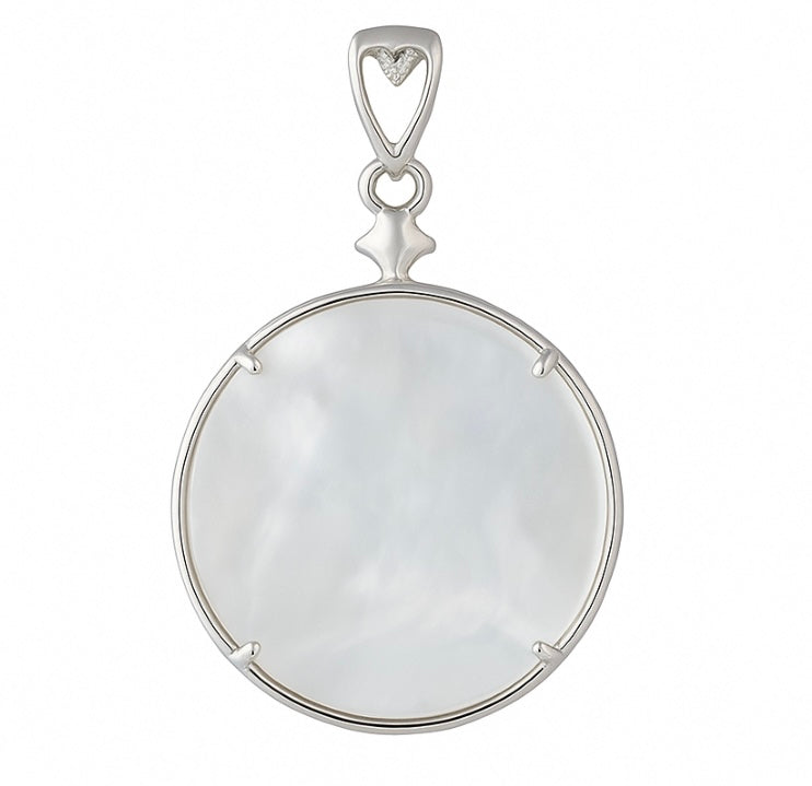 DIY Mount Pendant - 925 Sterling Silver Mother of Pearl Medallion Pendant