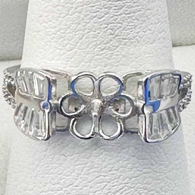 Anillo Ajustable Montura .925 Sterling Silver Halo Clásico