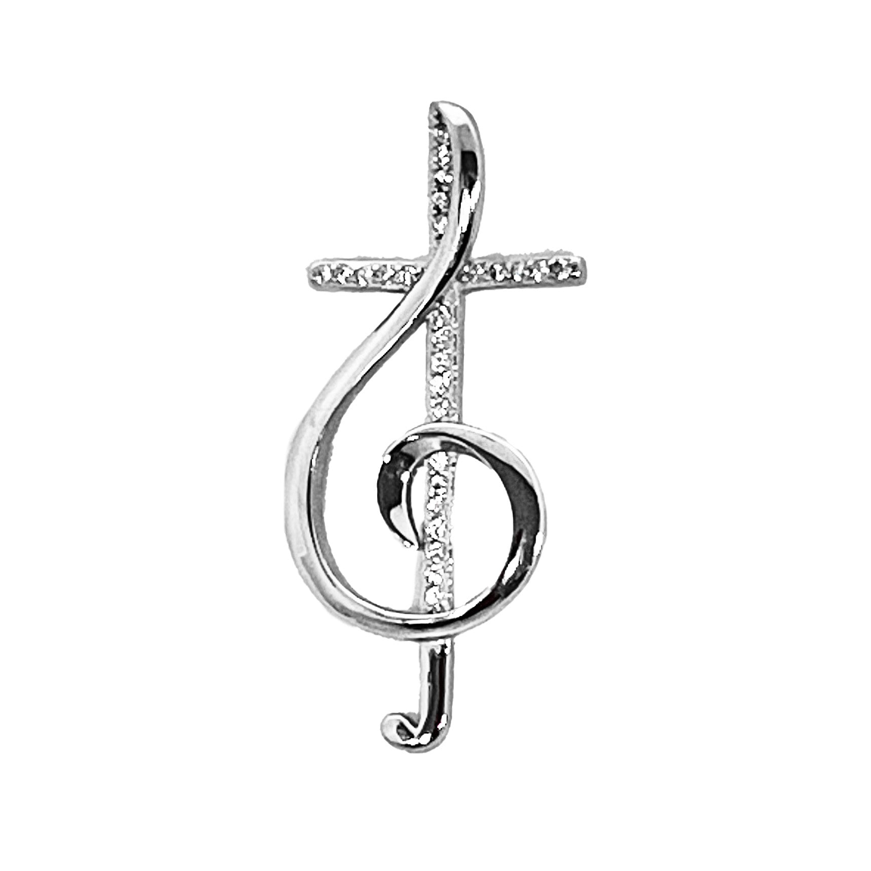 Símbolo de Nota Musical con Cruz Dije de Plata .925