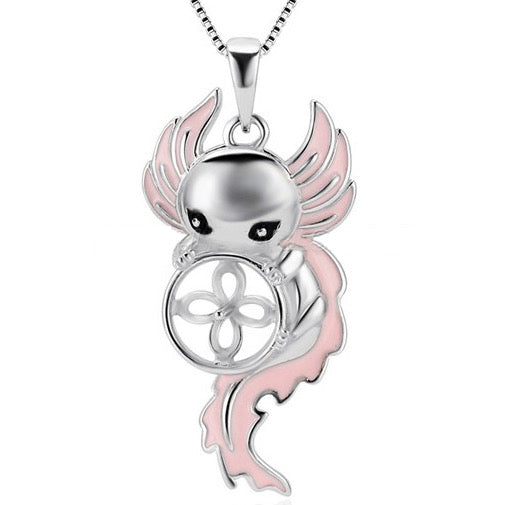 DIY Mount Pendant - 925 Sterling Silver Pink Axoloti