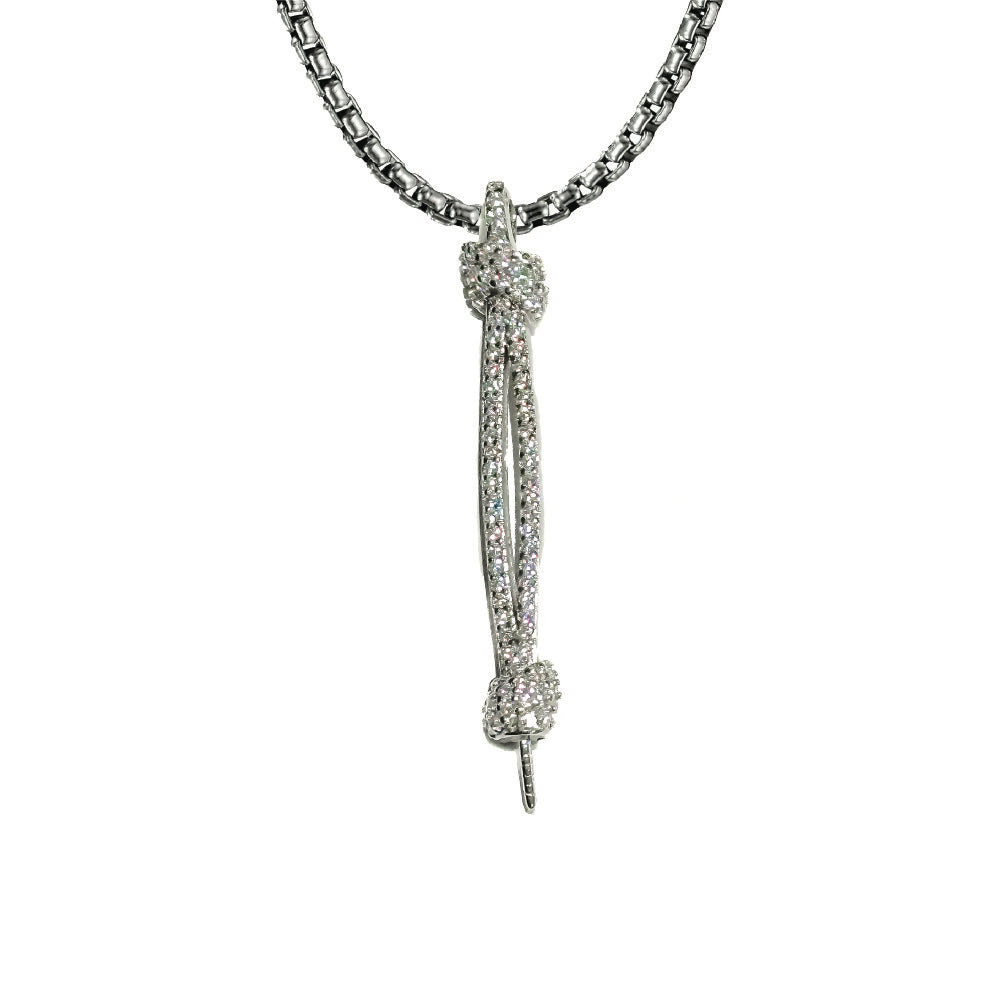 DIY Mount Pendant - 925 Sterling Silver Elongated Knot Pendant
