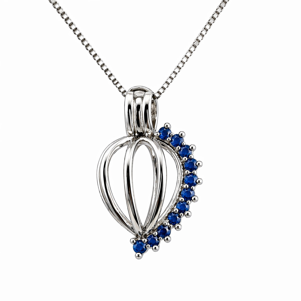 Cage Pendant Silver Plated - Rhinestone Tear Drop Pendant 4 colors
