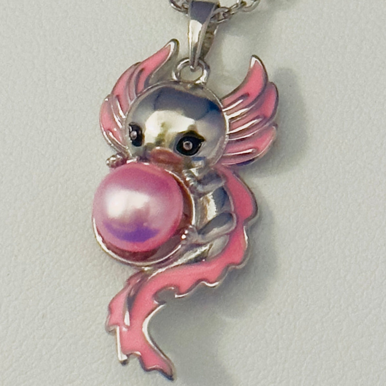 DIY Mount Pendant - 925 Sterling Silver Pink Axoloti