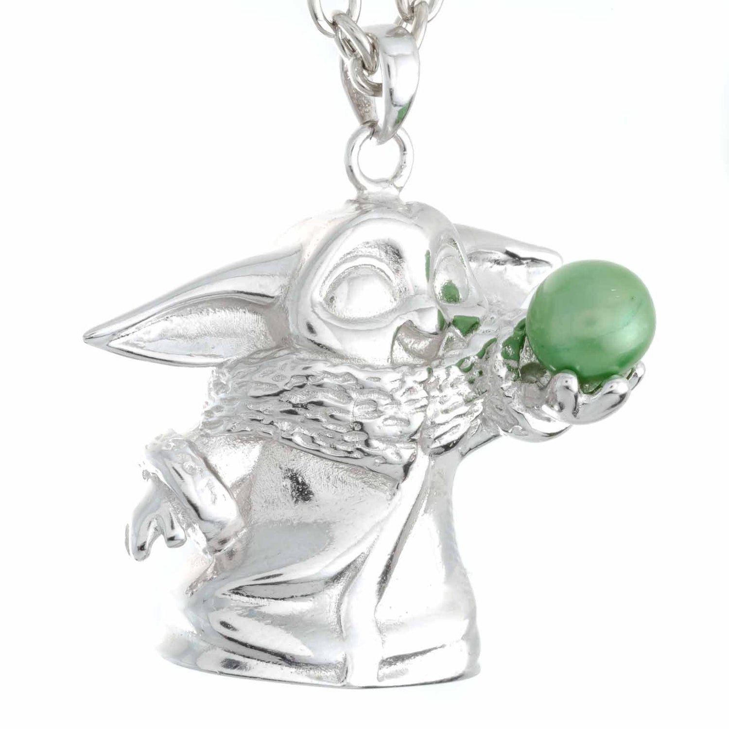 DIY Mount Pendant - 925 Sterling Silver Baby Yoda Rhodium Coated