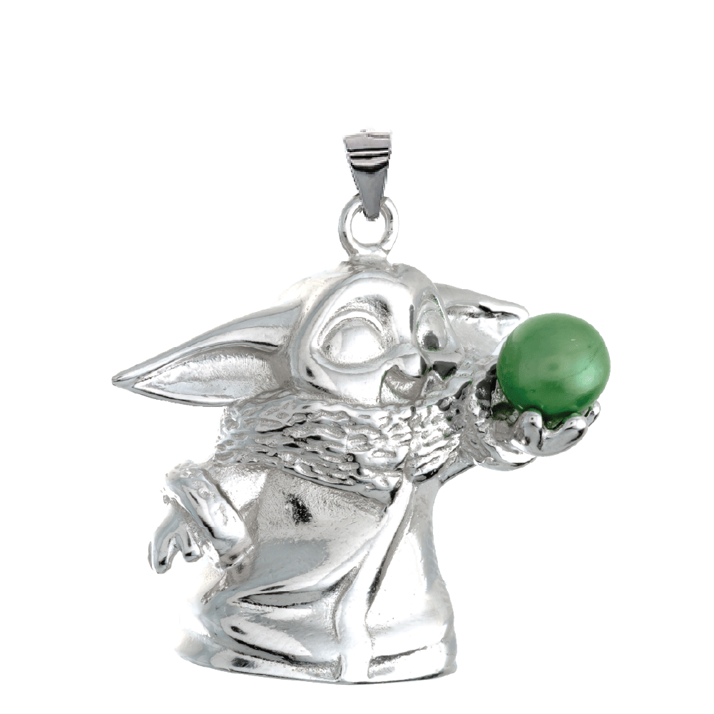 DIY Mount Pendant - 925 Sterling Silver Baby Yoda Rhodium Coated