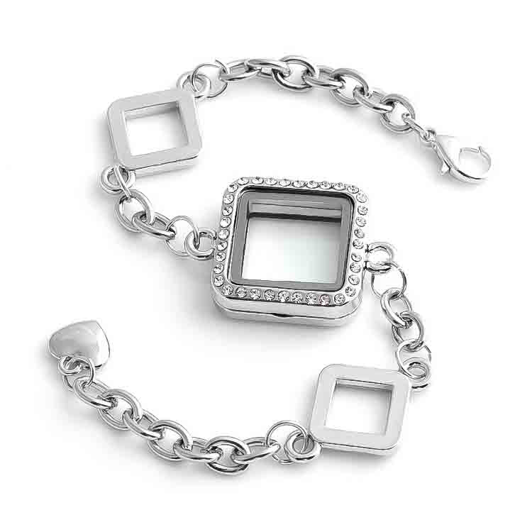 Glass Locket Pendant Magnetic - Square