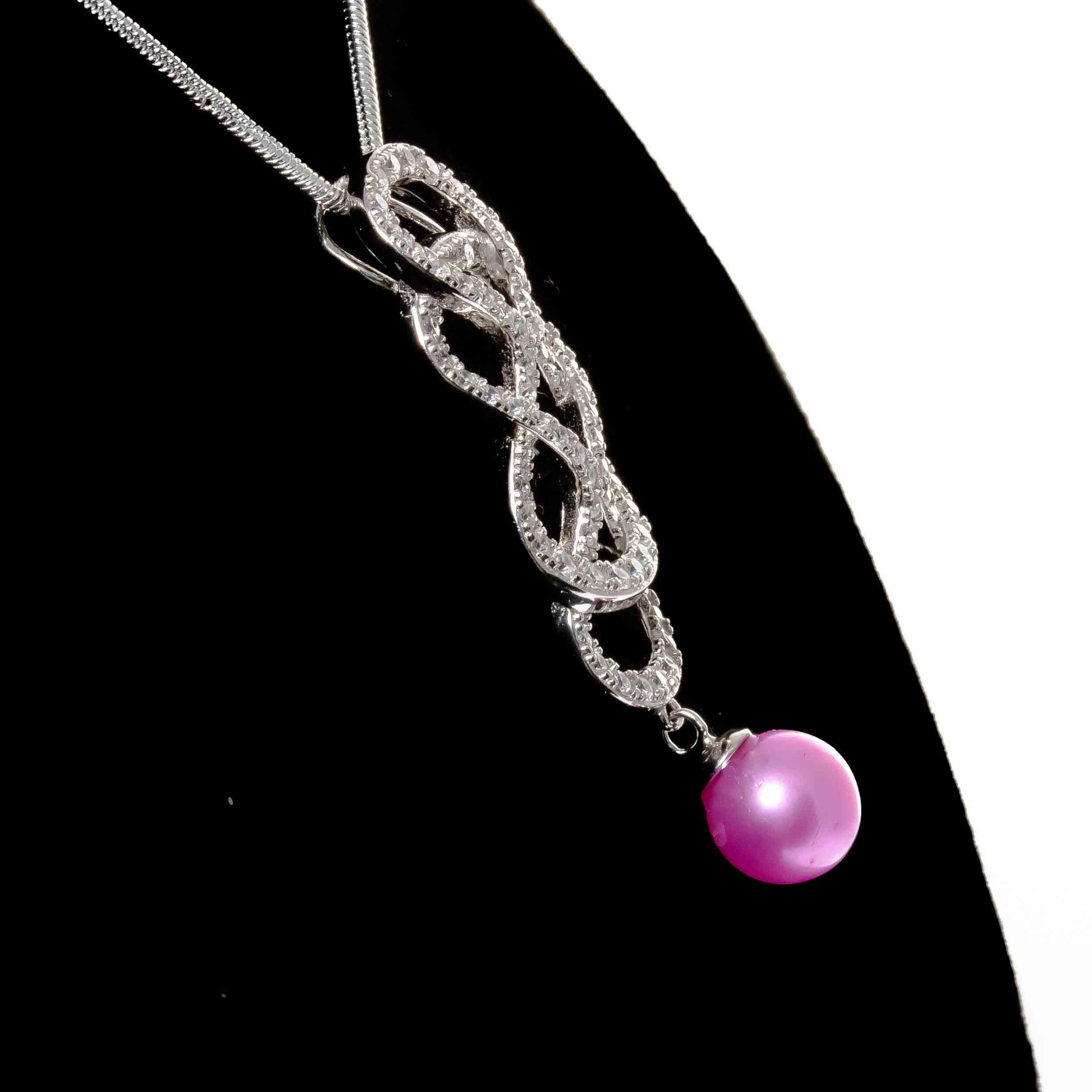 DIY Mount Pendant - 925 Sterling Silver Swirl Rhinestone with 20" Sterling Silver Chain