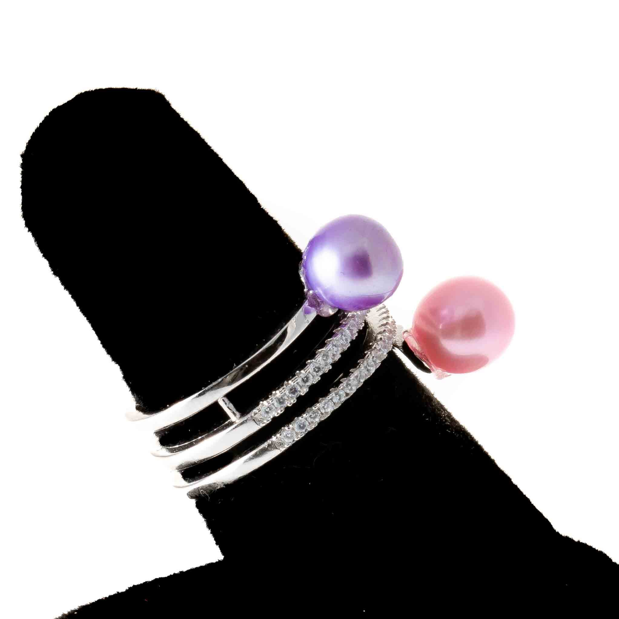 DIY Mount Adjustable Ring - 925 Sterling Silver Triple Swirl Rhinestone