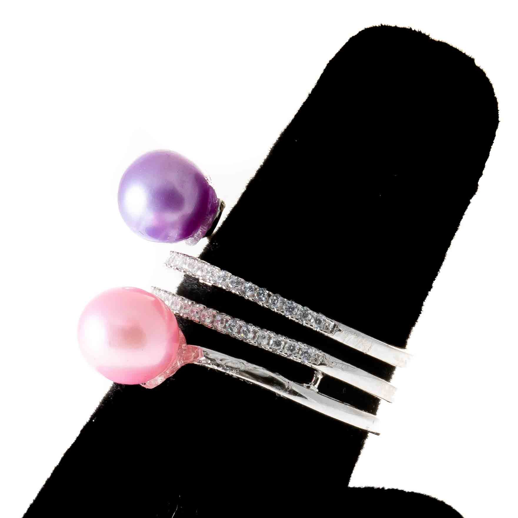 DIY Mount Adjustable Ring - 925 Sterling Silver Triple Swirl Rhinestone