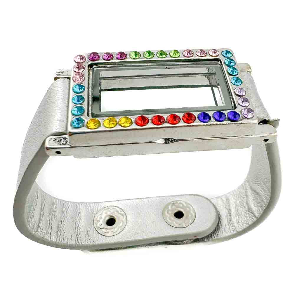 Bracelet - Rectangle Locket Vegan Leather 6-8"