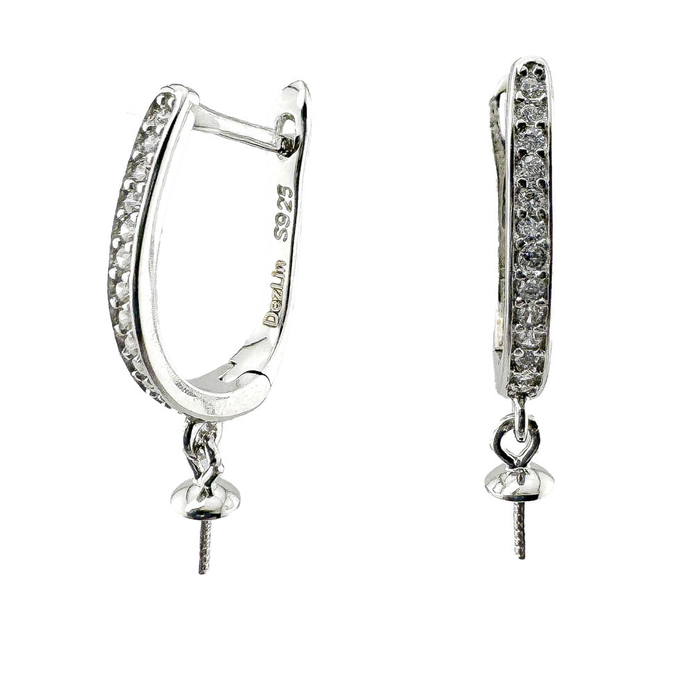 Aretes de Monte .925 Plata de Ley Redondo Cuadrado Diamantes de Imitación Rodiados