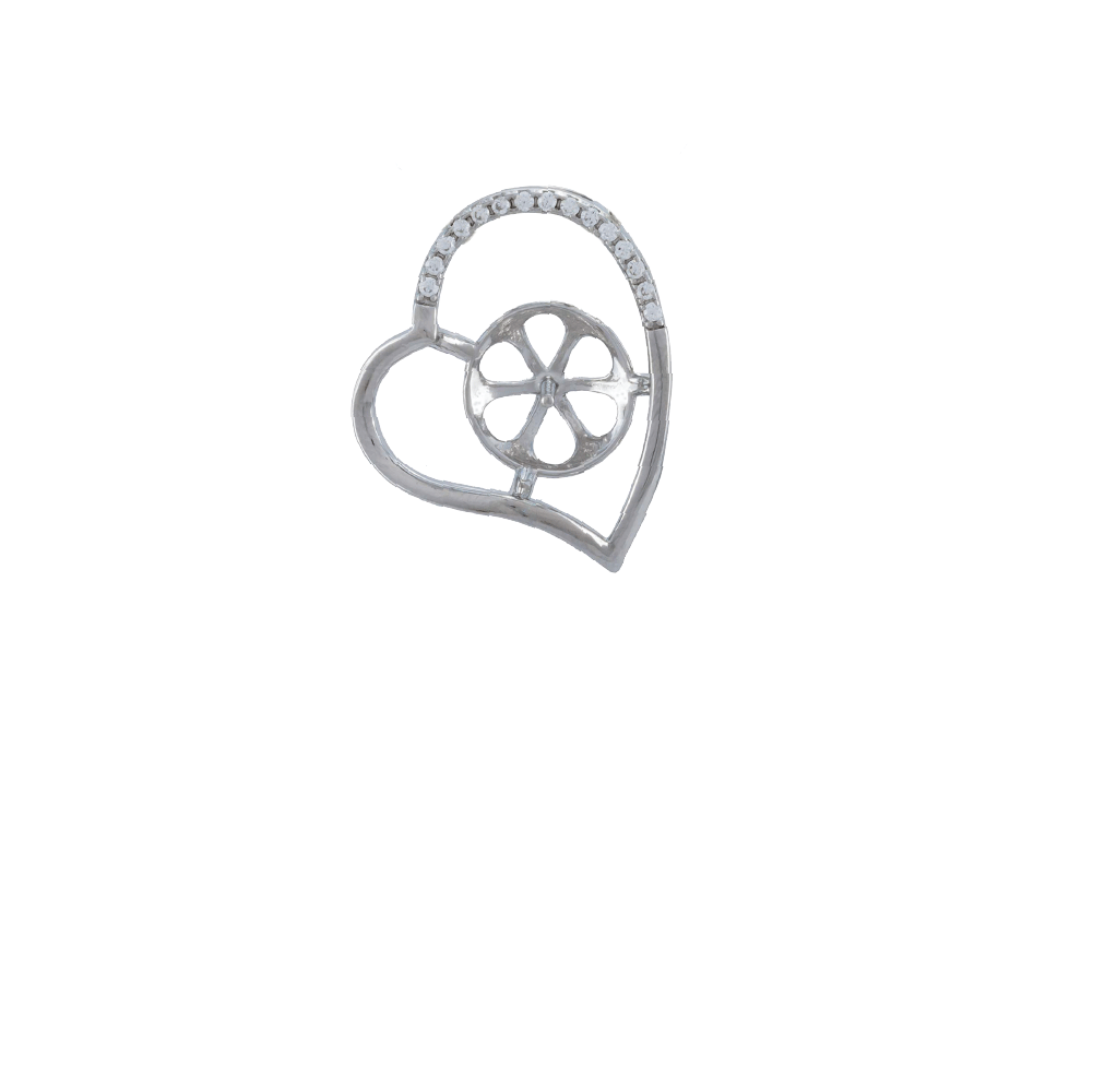 DIY Mount Pendant - 925 Sterling Silver Flower Petal Rhinestone Heart