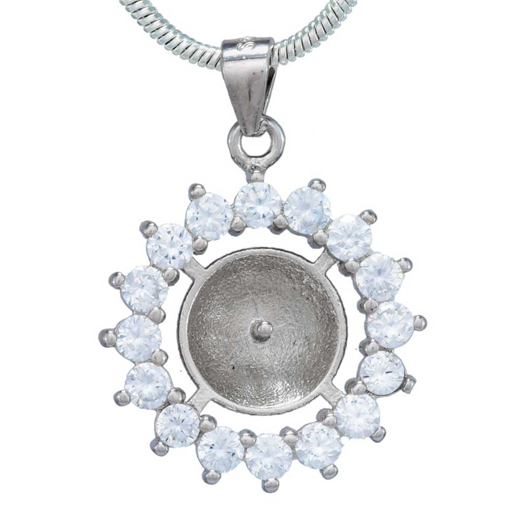 DIY Mount Pendant - 925 Sterling Silver Sunflower Rhinestone