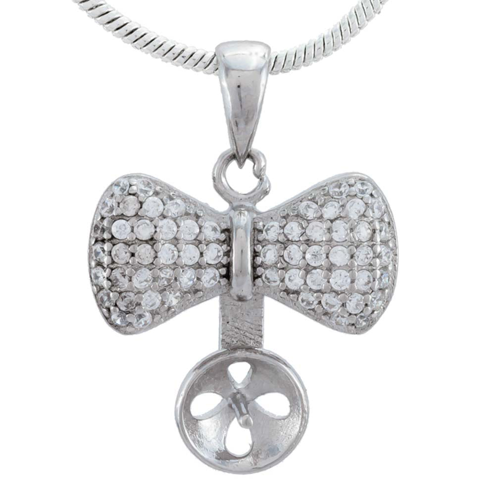 DIY Mount Pendant - 925 Sterling Silver Minnie Mouse Rhinestone Bow