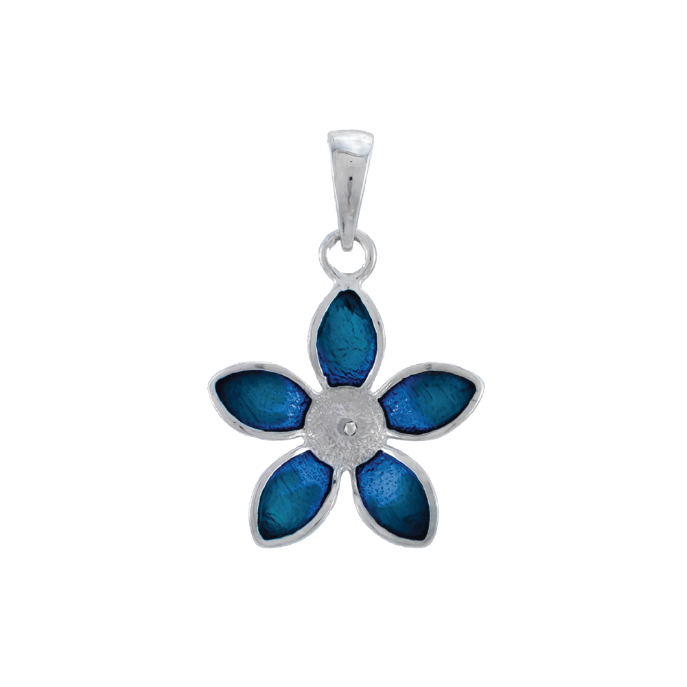 DIY Mount Pendant - 925 Sterling Silver Blue Flower Petals