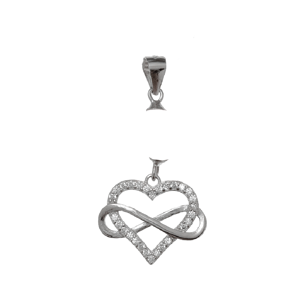 DIY Mount Pendant - 925 Sterling Silver Heart Wrapped Infinity Symbol Dangle