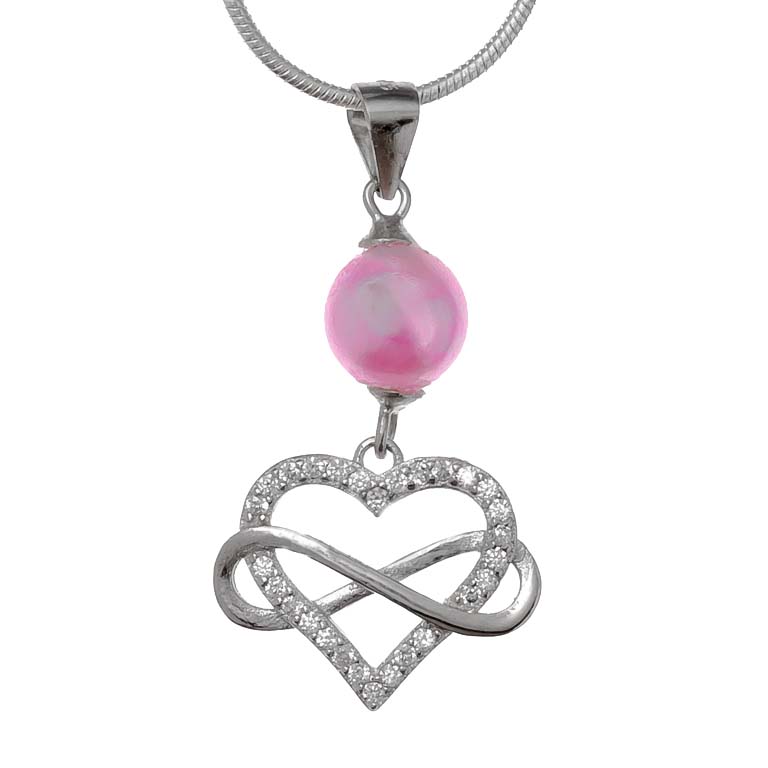 DIY Mount Pendant - 925 Sterling Silver Heart Wrapped Infinity Symbol Dangle