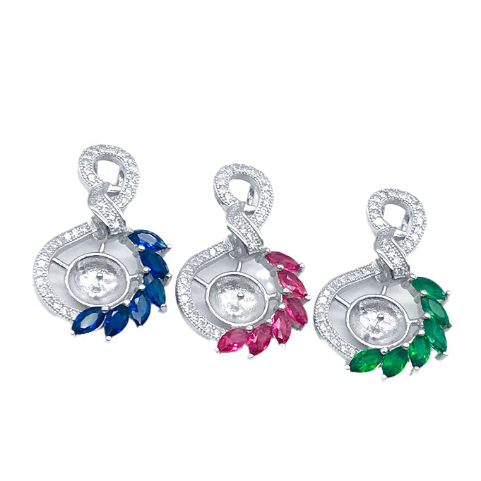 Dije Monte Plata de Ley .925 Color Rojo Zirconia Cúbica con Giro