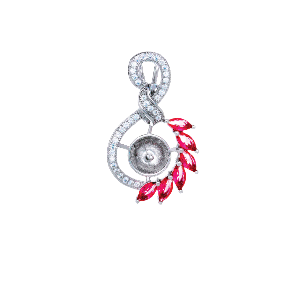 Dije Monte Plata de Ley .925 Color Rojo Zirconia Cúbica con Giro
